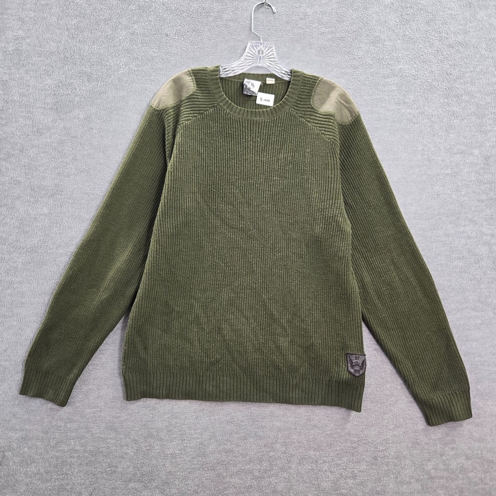 VINTAGE Hurley Men Sweater‎ XL Green Golf Logo Knit Elbow Patch Pullover
